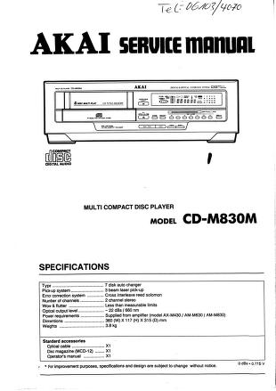 Original Service Manual Akai Compact Disc player cd-m630 